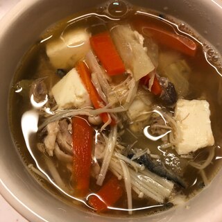 健康に！鯖の水煮缶入りスープ